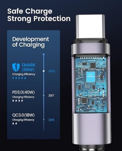 Cablu USB A la C ORICO 66W compatibil cu iPad, Samsung, Pixel etc., nailon, negru/gri - Img 4