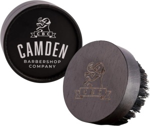 Camden perie pentru barba, lemn nuc vopsit manual, peri 100% par de mistret 8 randuri gradate, forma rotunda, 7 cm, natur/maro - Verificat A · Re-Bloom