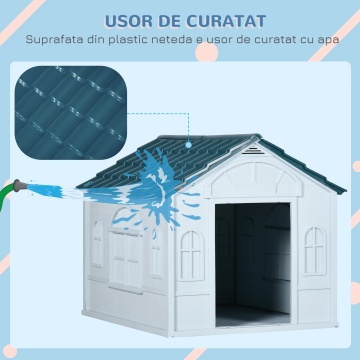 Casa de exterior pentru caini talie mare 65x75.7x63 cm, PP rezistent, protectie intemperii, usa 27x40 cm, albastru - Verificat A · Re-Bloom - Img 6