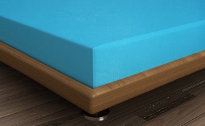 Cearsaf de pat cu elastic, bumbac 100%, 180x200+30 cm, lavabil 30°C, sax blue - Verificat A · Re-Bloom - Img 2
