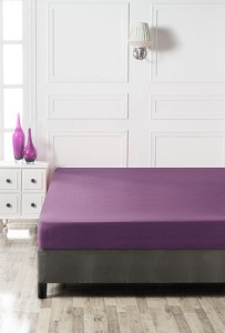 Cearsaf de pat cu elastic Premium Ranforce, bumbac 100%, 140x190+30 cm, violet - Verificat A · Re-Bloom - Img 2