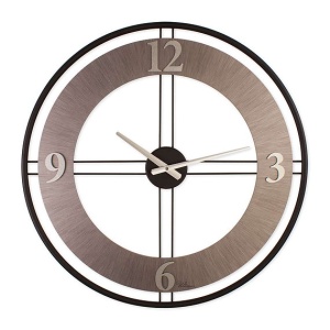 Ceas decorativ de perete Re-Bloom, MDF/metal, argintiu, 62 x 62 cm - Img 1