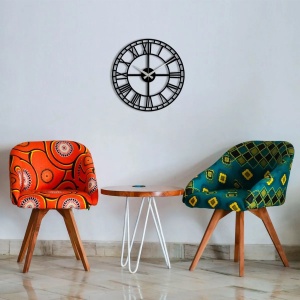 Ceas decorativ de perete Re-Bloom, metal, negru, 48 x 48 cm - Img 3