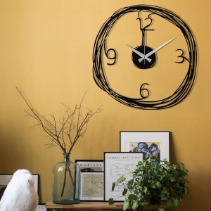 Ceas decorativ de perete Re-Bloom, metal, negru, 48 x 48 cm - Img 4