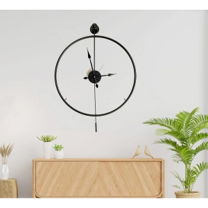 Ceas decorativ de perete Re-Bloom, metal, negru, 58 x 80 x 7 cm - Img 3