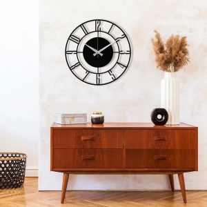 Ceas decorativ de perete Re-Bloom, metal, negru/argintiu, 48 x 48 cm - Img 4