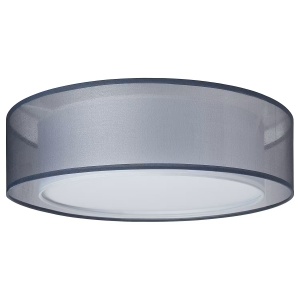 Chloe plafoniera 3 lumini LED, 50x50x16 cm, 24W 2880lm 3000K, cadru fier nichelat, abajur textil, gri/argintiu - Verificat A · Re-Bloom