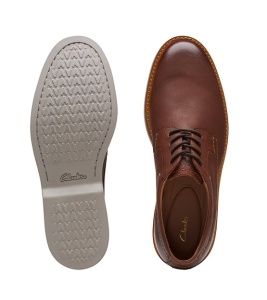 Clarks, Pantofi derby din piele cu varf rotund Atticus, Maro, 44, Resigilat, Grad A - Img 3