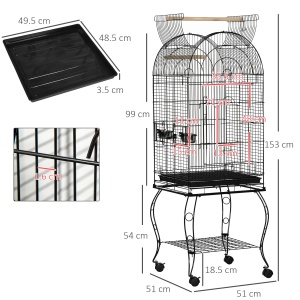 Colivie pentru pasari, metal/lemn, negru, 51 x 51 x 153 cm, Resigilat, Grad A - Img 3