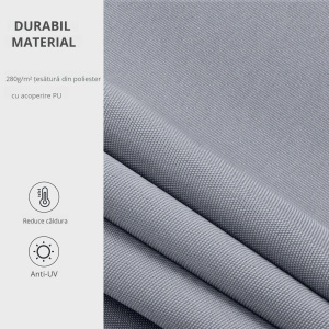 Copertina de soare manuala, poliester/aluminiu, 2.5m latime, extensie max 2m, unghi reglabil 5-45°, manivela Ø1.3x160cm, gri - Verificat A · Re-Bloom - Img 4