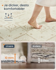 Covor Boho Songmics, poliester/TPR, bej, 160 x 230 cm, Resigilat, Grad A - Img 4