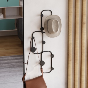 Cuier de perete din metal 28x5x70 cm, grosime Ø9 mm, capacitate 10 kg, montare perete, negru - Verificat A · Re-Bloom - Img 3