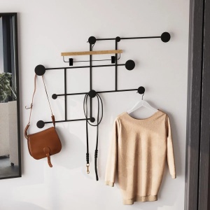 Cuier de perete Re-Bloom, metal, negru, 112 x 64 x 10 cm - Img 2