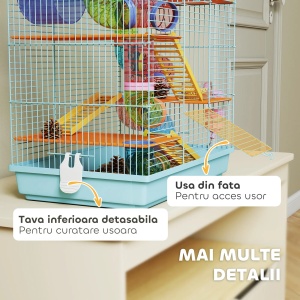 Cusca pentru hamsteri Re-Bloom, 5 nivele, metal/polipropilena/PS, multicolor, 47 x 30 x 59 cm, Resigilat, Grad A - Img 6