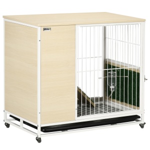 Cusca pentru iepurasi Re-Bloom, cu roti, PAL/otel/PVC, stejar/alb, 78 x 52,5 x 76,5 cm, Resigilat, Grad A
