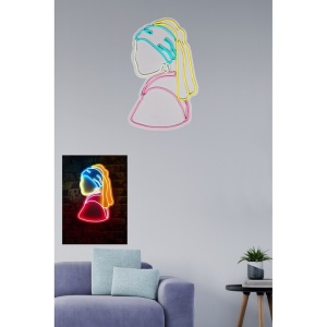 Decor de perete LED neon model femeie, PVC/spuma, 47x25x2 cm, benzi neon IP67, adaptor 12V 2A, cablu 375 cm, multicolor - Verificat A · Re-Bloom - Img 2