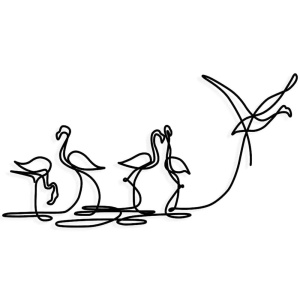 Decor de perete model Flamingo din metal 115x58.5 cm, design modern, negru - Verificat A · Re-Bloom