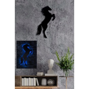 Decor de perete Re-Bloom, model cal, LED, MDF, negru, 60 x 30 cm - Img 5