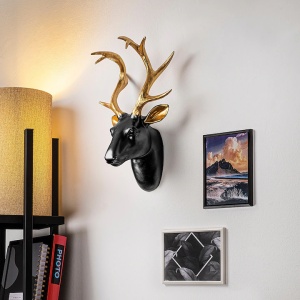 Decor de perete Re-Bloom, model cerb, poliester, negru/auriu, 26 x 38 x 17 cm - Img 5