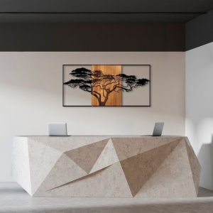 Decor de perete Re-Bloom, model copac, lemn/metal, maro/negru, 147 x 3 x 70 cm - Img 2