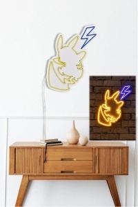 Decor de perete Re-Bloom, model Pikachu, LED, PVC, galben/albastru, 29 x 46 x 2 cm - Img 5