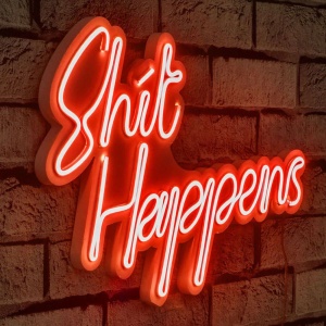 Decor de perete Re-Bloom, Shit Happens, LED, PVC, rosu, 45 x 2 x 29 cm - Img 5