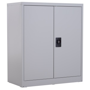 Dulap birou cu cheie 80x40x92.5 cm, raft reglabil, otel laminat la rece, montabil pe perete, gri - Verificat A · Re-Bloom