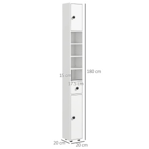 Dulap inalt pentru baie, PAL, alb, 20 x 20 x 180 cm, Resigilat, Grad A - Img 3