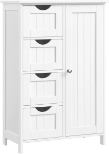 Dulap pentru baie Vasagle, MDF, alb, 55 x 28,5 x 82 cm, Resigilat, Grad A