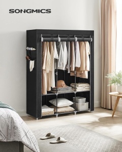 Dulap Songmics, otel/plastic/textil, negru, 130 x 45 x 167 cm, Resigilat, Grad A - Img 3