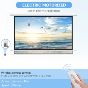Ecran proiectie 4K HD Re-Bloom, plastic/metal, alb, 215 x 8 x 140 cm, Resigilat, Grad A - Img 2