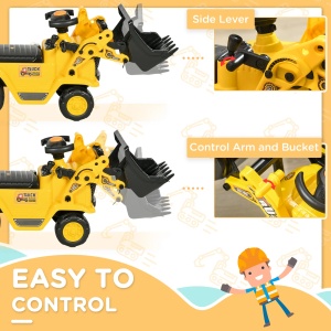 Excavator pentru copii, cu spatiu de depozitare si cupa, polipropilena/ABS, galben/negru, 80 x 26,5 x 39 cm, Resigilat, Grad A - Img 3