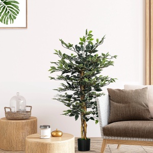 Ficus artificial in ghiveci Re-Bloom, poliester/polipropilena/polietilena, verde/alb, 130 cm, Resigilat, Grad A - Img 4
