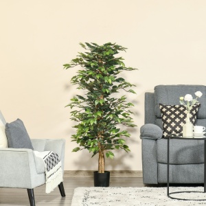Ficus artificial Re-Bloom, PEVA/PE/ciment, inaltime 150 cm, vas diametru 17x14.5 cm, intretinere redusa, verde/maro - Verificat A · Re-Bloom - Img 3