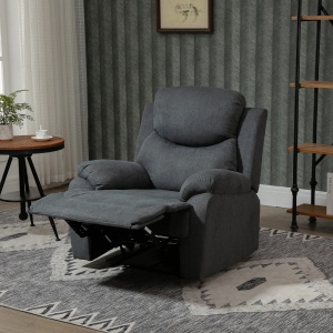 Fotoliu recliner manual cu suport picioare 93x88x102 cm, inclinare 150°, tapiterie in respirabil, cadru otel, gri inchis - Verificat A · Re-Bloom - Img 2