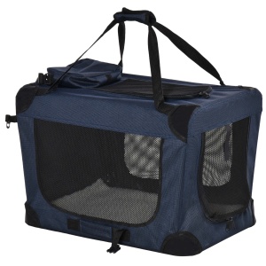 Geanta pentru caini cu 3 intrari Re-Bloom, panza Oxford/metal, albastru inchis/negru, 70 x 51 x 50 cm, Resigilat, Grad A