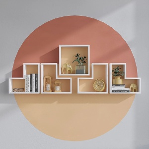 Hanah Home стенна етажерка 180x59,3x15 см, ПДЧ 18 мм, няколко рафта, модерен дизайн, бяла - Проверено A · Re-Bloom - Img 4