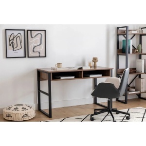 Hanah Home birou de studiu cu depozitare, PAL melaminat, 120x60x75cm, Nuc - Verificat A · Re-Bloom - Img 2
