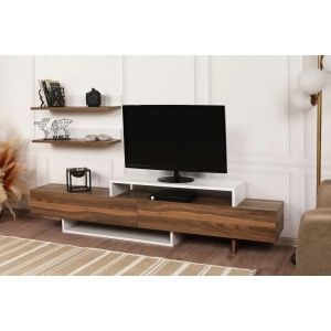 Hanah Home comoda TV living 180x41.7x29.5 cm, PAL 18mm, alb si tec, design scandinav - Verificat A · Re-Bloom - Img 3