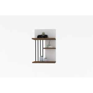 Hanah Home etajera perete 40x60x21.4 cm, PAL 18mm, rafturi multiple, fixabil perete, alb si nuc - Verificat A · Re-Bloom - Img 4