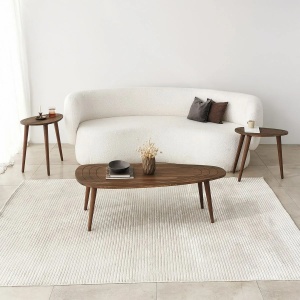 Hanah Home masuta cafea, cadru lemn pin + picioare lemn fag, 115x50x38 cm, nuc - Verificat A · Re-Bloom - Img 3