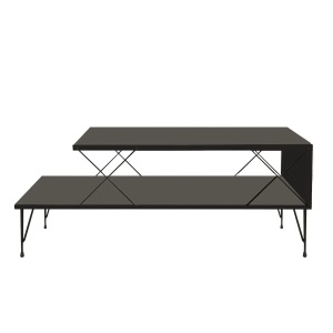 Hanah Home masuta cafea, PAL melaminat 18mm + picioare metalice 15cm, 100x50x40 cm, raft 23cm, antracit - Verificat A · Re-Bloom - Img 3