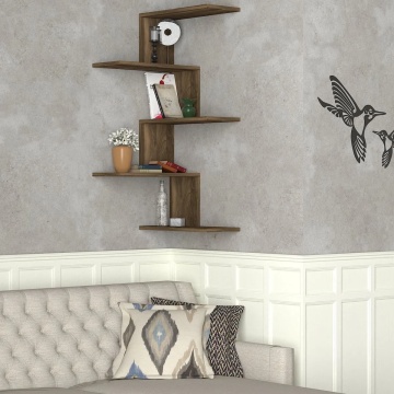 Hanah Home raft de perete 51.5x29.6x109 cm, PAL 18mm melaminat, rafturi multiple, fixabil perete, nuc - Verificat A · Re-Bloom - Img 4