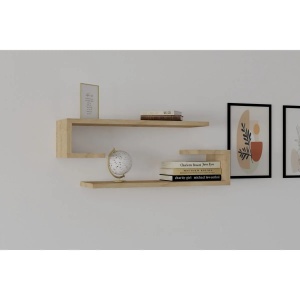 Hanah Home raft de perete, PAL melaminat 18mm, 60x19.6x15 cm, set 2 bucati, design scandinav, stejar safir - Verificat A · Re-Bloom - Img 2