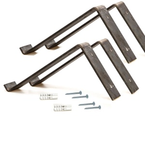 Hanah Home set 2 rafturi de perete, lemn molid 100%/metal, 40x16x14 cm, negru/nuc - Verificat A · Re-Bloom - Img 5
