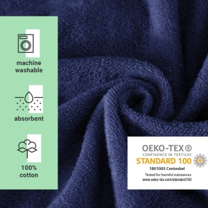 Homelevel poncho de baie unisex, bumbac organic 100%, marime S-M, gluga + buzunar cangur, lavabil 40°C, albastru - Verificat A · Re-Bloom - Img 5