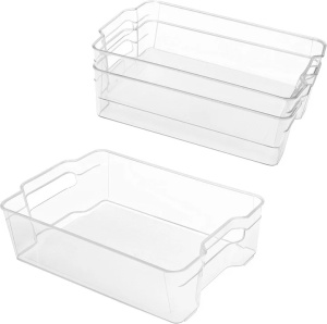 Kurtzy set 3 organizatoare frigider/bucatarie, plastic fara BPA transparent, 32.5x21x9 cm - Verificat A · Re-Bloom - Img 1