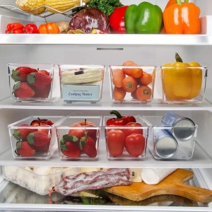 Kurtzy set 8 organizatoare frigider/bucatarie, plastic fara BPA transparent, 20x10x8 cm, cu maner, stivuibile, fara capac - Verificat A · Re-Bloom - Img 4