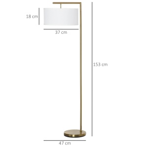 Lampadar modern Re-Bloom, metal/textil, auriu/alb, 47 x 37 x 153 cm, Resigilat, Grad A - Img 3