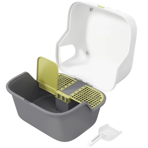 Litiera pentru pisici Re-Bloom, polipropilena, crem/gri, 50 x 50 x 39 cm, Resigilat, Grad A - Img 6
